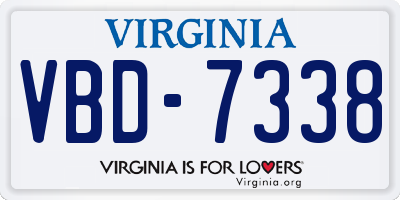 VA license plate VBD7338