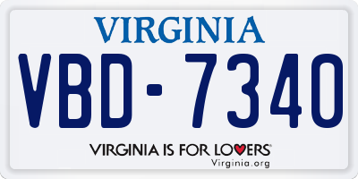 VA license plate VBD7340