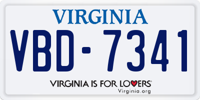 VA license plate VBD7341