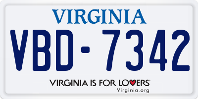 VA license plate VBD7342