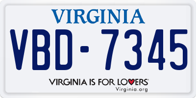 VA license plate VBD7345