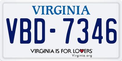 VA license plate VBD7346