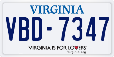 VA license plate VBD7347