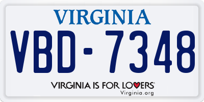 VA license plate VBD7348