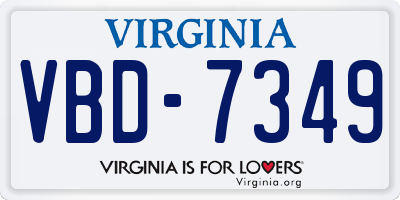 VA license plate VBD7349