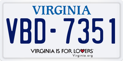 VA license plate VBD7351