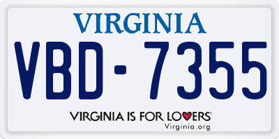 VA license plate VBD7355