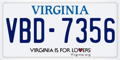 VA license plate VBD7356