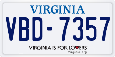 VA license plate VBD7357
