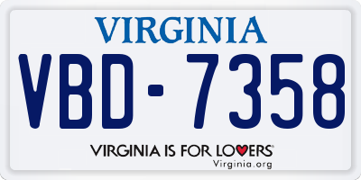 VA license plate VBD7358