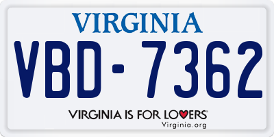 VA license plate VBD7362
