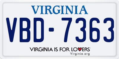 VA license plate VBD7363
