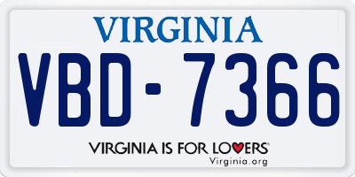 VA license plate VBD7366