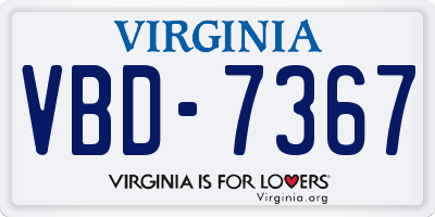 VA license plate VBD7367