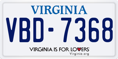 VA license plate VBD7368