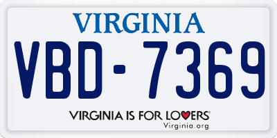 VA license plate VBD7369