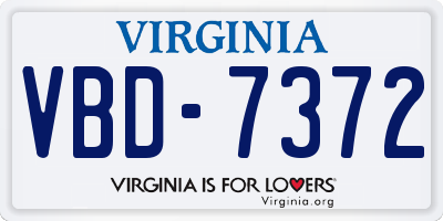 VA license plate VBD7372