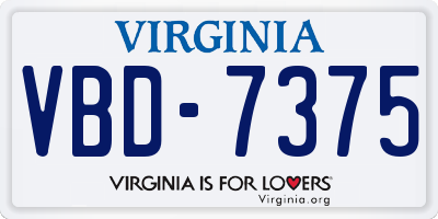 VA license plate VBD7375