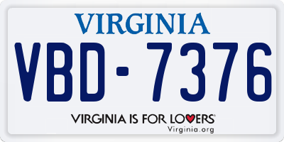 VA license plate VBD7376