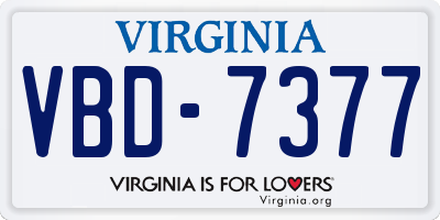 VA license plate VBD7377