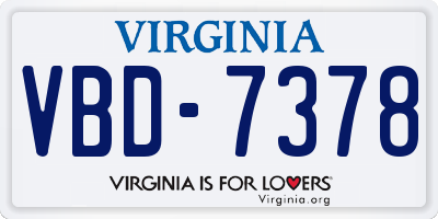 VA license plate VBD7378