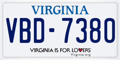 VA license plate VBD7380