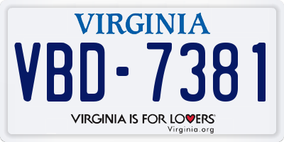 VA license plate VBD7381