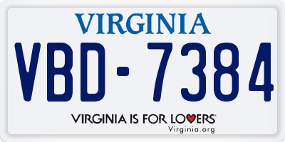 VA license plate VBD7384