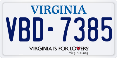 VA license plate VBD7385
