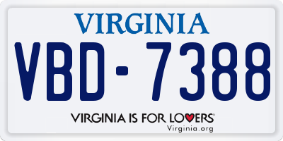 VA license plate VBD7388