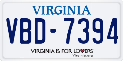VA license plate VBD7394