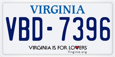 VA license plate VBD7396