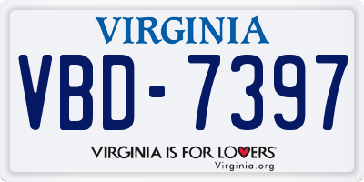VA license plate VBD7397