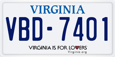 VA license plate VBD7401