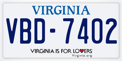 VA license plate VBD7402