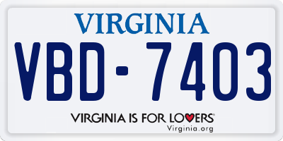 VA license plate VBD7403