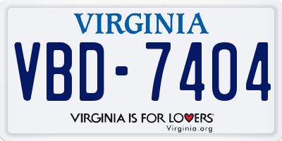 VA license plate VBD7404