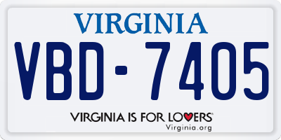 VA license plate VBD7405
