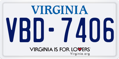 VA license plate VBD7406