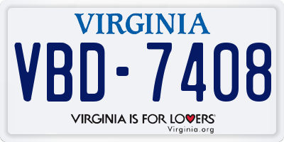 VA license plate VBD7408