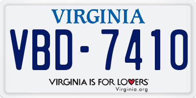 VA license plate VBD7410