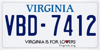 VA license plate VBD7412