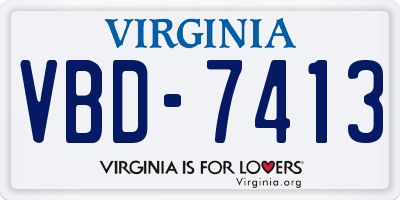 VA license plate VBD7413