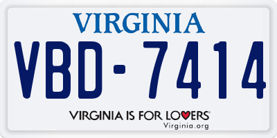 VA license plate VBD7414