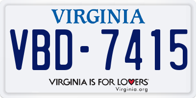 VA license plate VBD7415