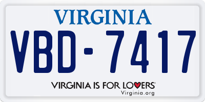 VA license plate VBD7417