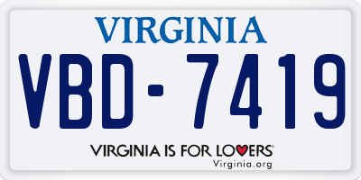 VA license plate VBD7419
