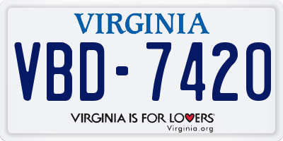 VA license plate VBD7420
