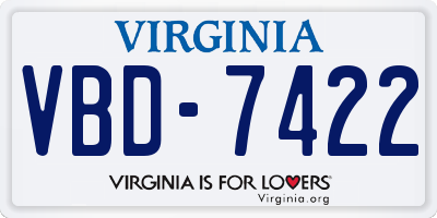 VA license plate VBD7422