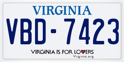 VA license plate VBD7423